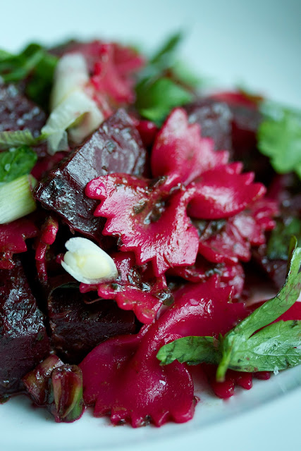 Farfalle Pasta with Beet Vinaigrette and Parsley Pesto Recipe