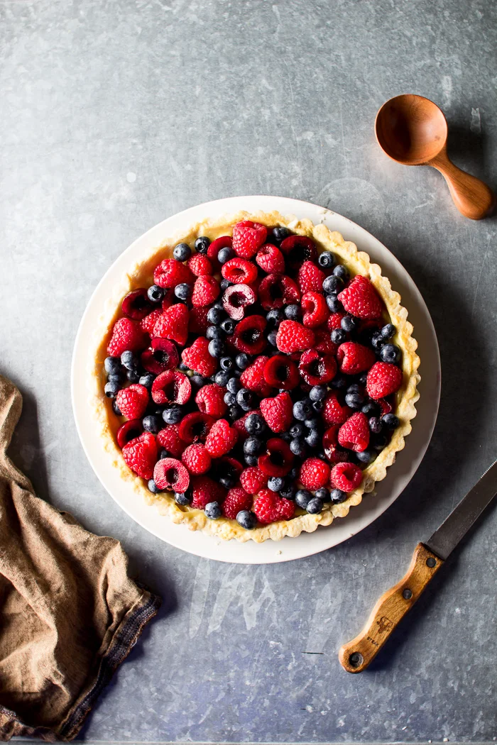 Lemon Curd Tart with Summer Berries and Berry Coulis-Whipped Cream Recipe