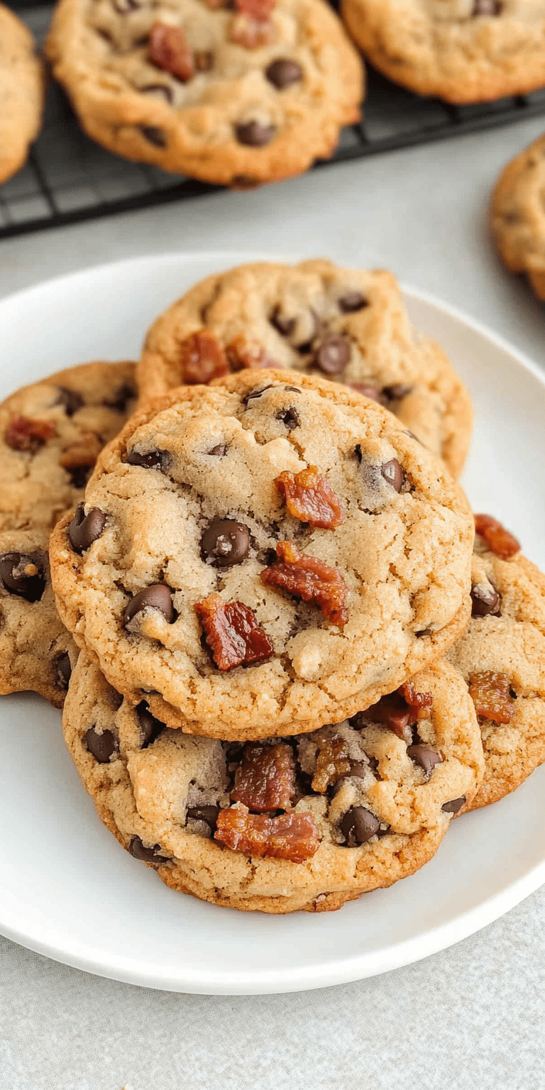 Milk Chocolate Chip Maple Syrup Glazed Bacon Cookies Recipe