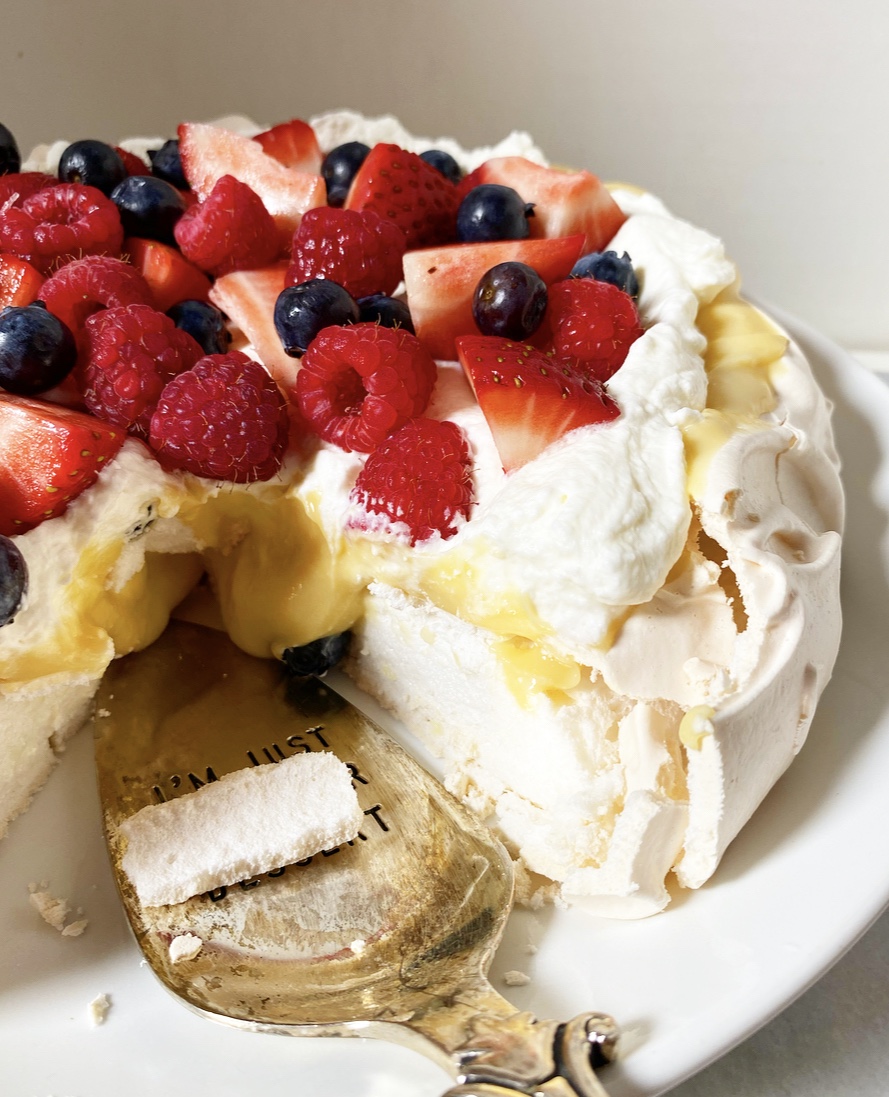 Pavlova with Berries and Lemon Curd Whipped Cream Recipe