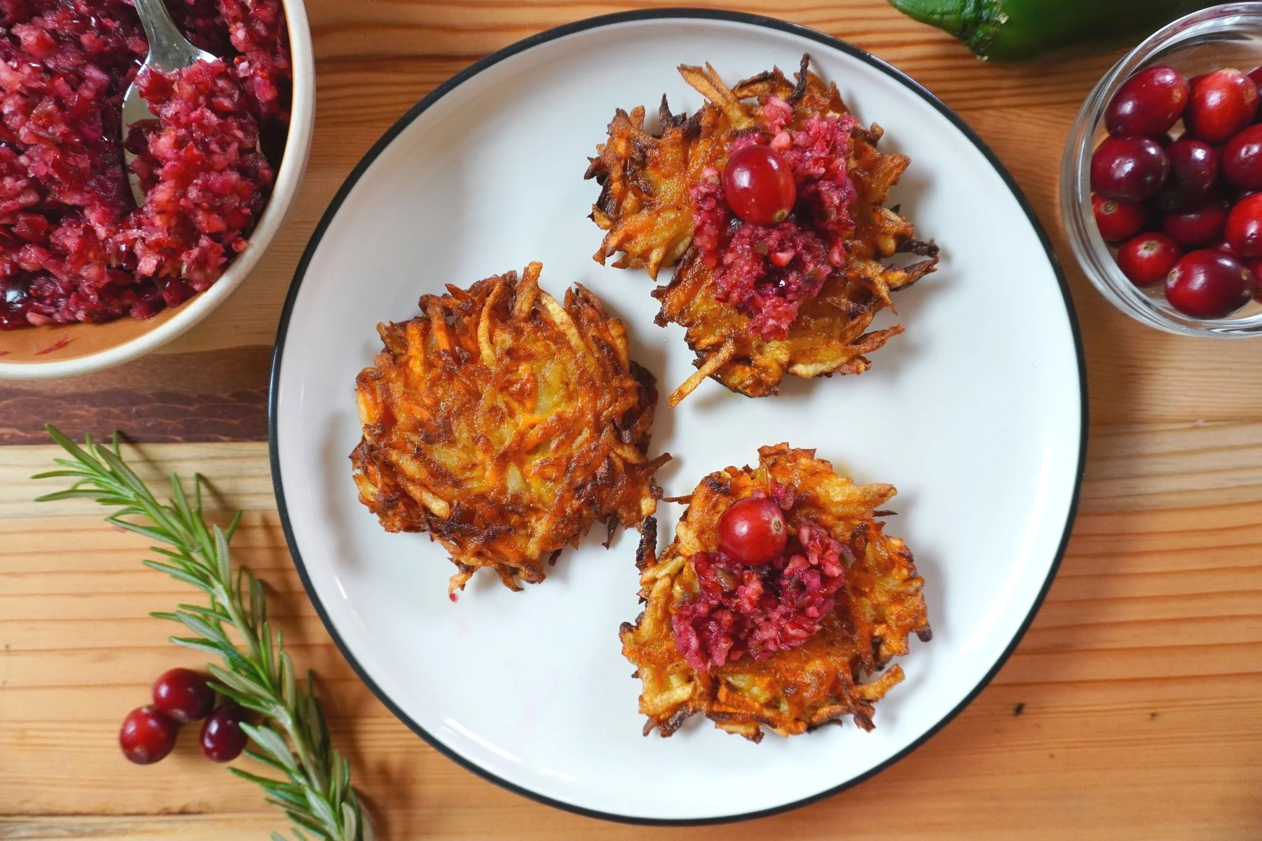 Potato Latkes with Cranberry Jam