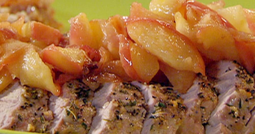 Uptown Pork Chops with Apple Sauce: Roasted Pork Tenderloins and Escalloped Apples
