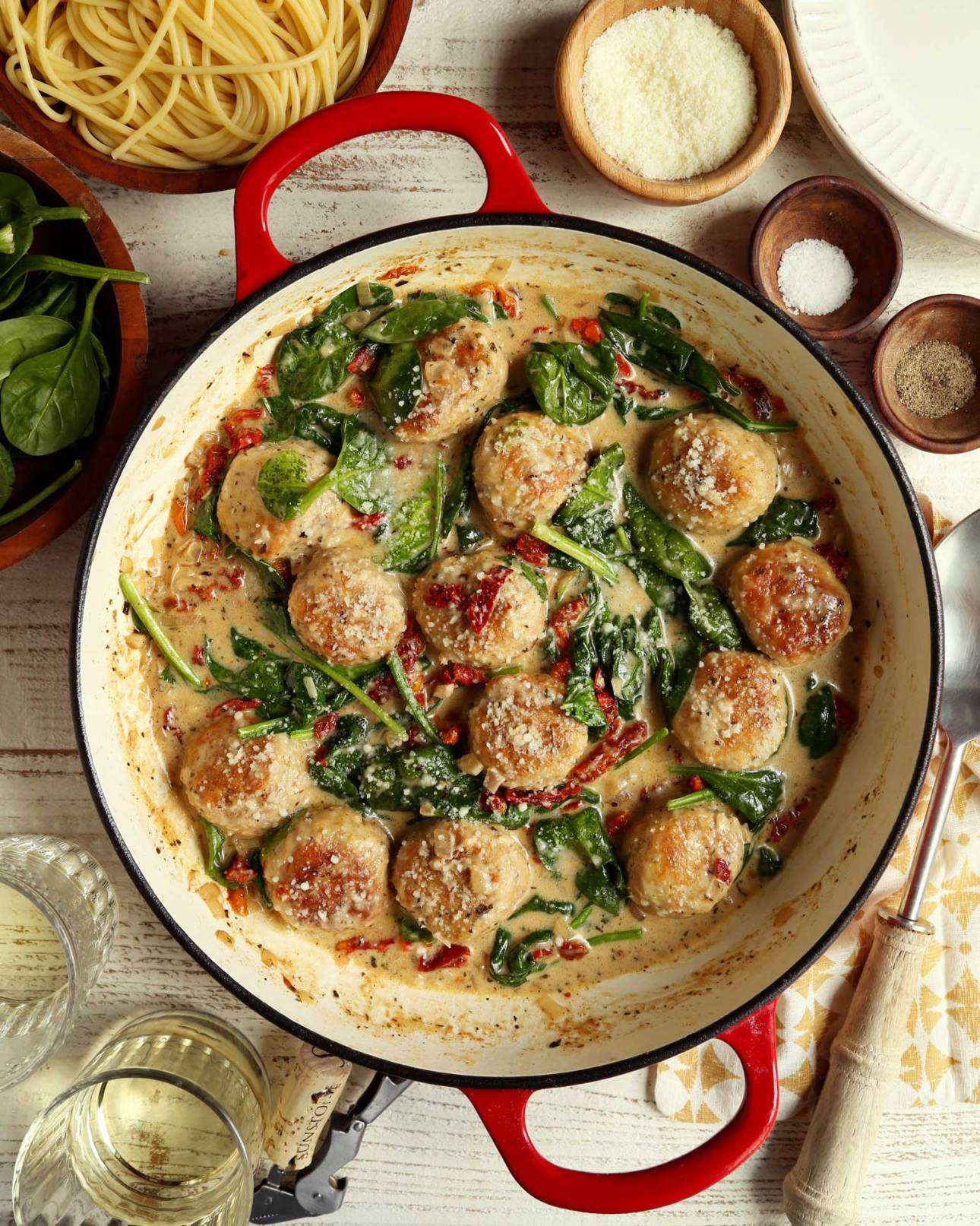 Florentine Mac and Cheese and Roast Chicken Sausage Meatballs Recipe