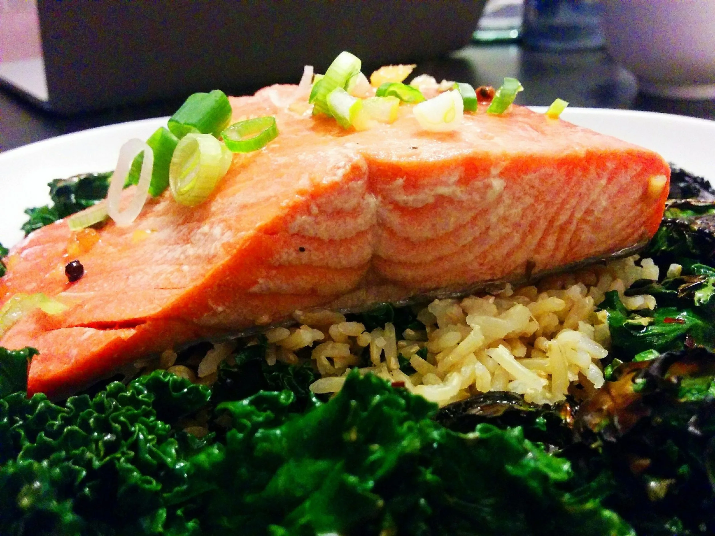 Green Tea Poached Salmon with Ginger Lime Sauce