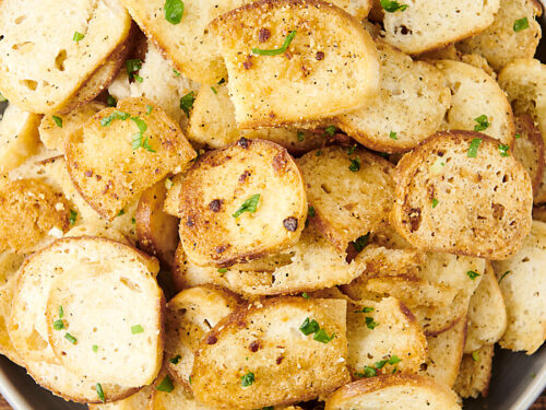 Homemade Bagel Chips with Creamy Garlic and Vegetable Spread Recipe