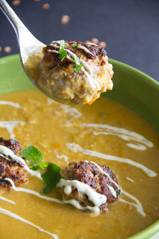 Postrio's Golden Lentil Soup with Lamb Meatballs Recipe
