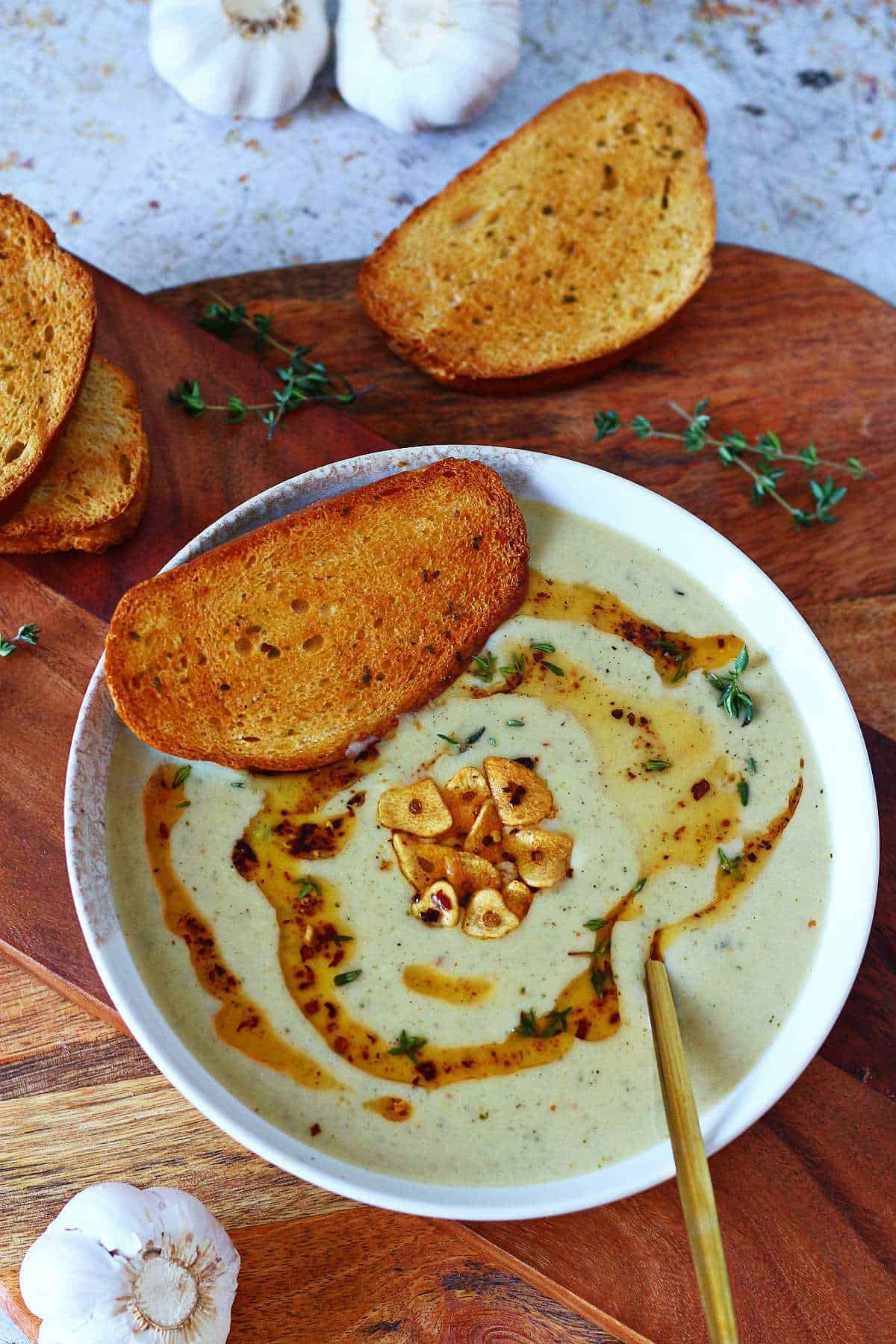 Roasted Garlic-Thyme Soup Recipe