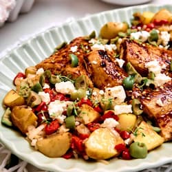 Tuna and Artichoke Salad on Kalamata Olive Bread with Provolone Cheese and Fresh Herb and Garlic Aioli Recipe