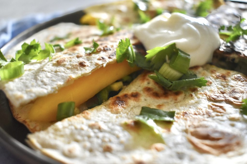Mango and Brie Quesadilla with Sour Cream and Lime Dipping Sauce Recipe
