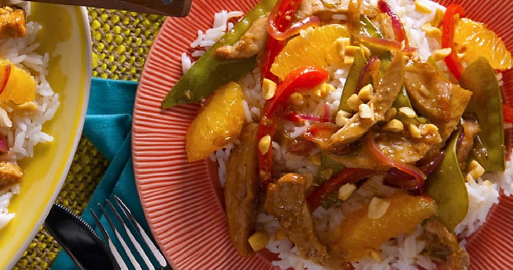 5-Spice Pork Stir Fry with Mandarin Oranges Recipe