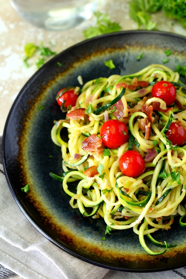 Cheesy Zucchini Noodles with Bacon Recipe Kitchen