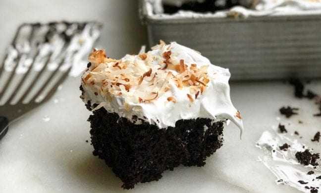 Chocolate Sheet Cake with Coconut Frosting