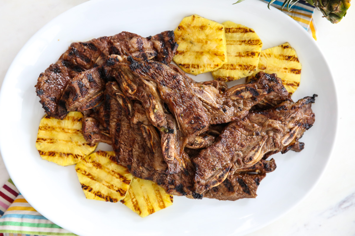 Grilled Short Ribs with Grilled Pineapple and Pineapple-Habanero Sauce Recipe