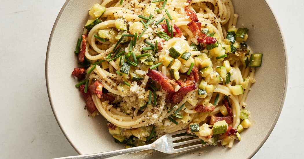 Pasta with Zucchini, Bacon and Parmesan Recipe