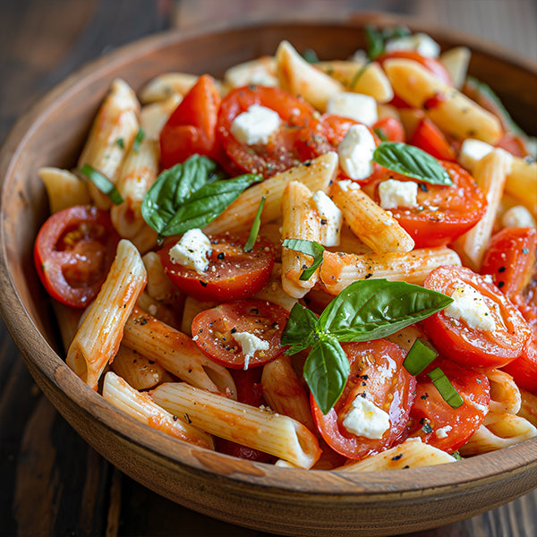 Penne with Baby Mozzarella, Tomatoes, and Herbs Recipe Kitchen