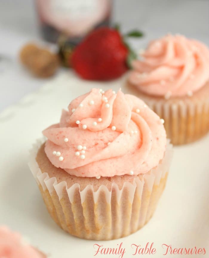 Pretty in Pink Strawberry Champagne Cupcakes Recipe