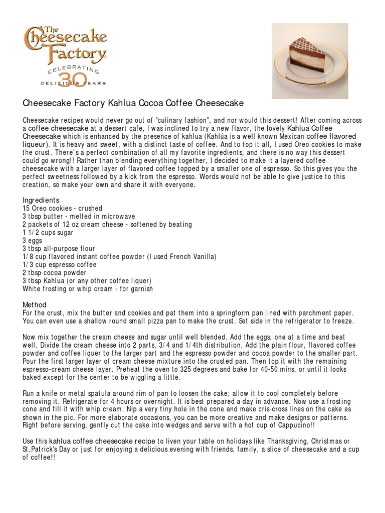 Cheesecake Factory Recipes PDF – Free Download & Guide