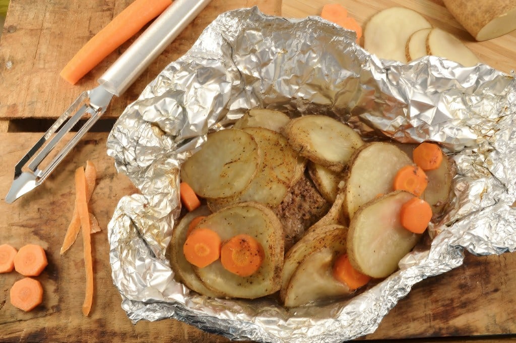 Potatoes, Carrots & Onions in Foil in Oven Quick Roast