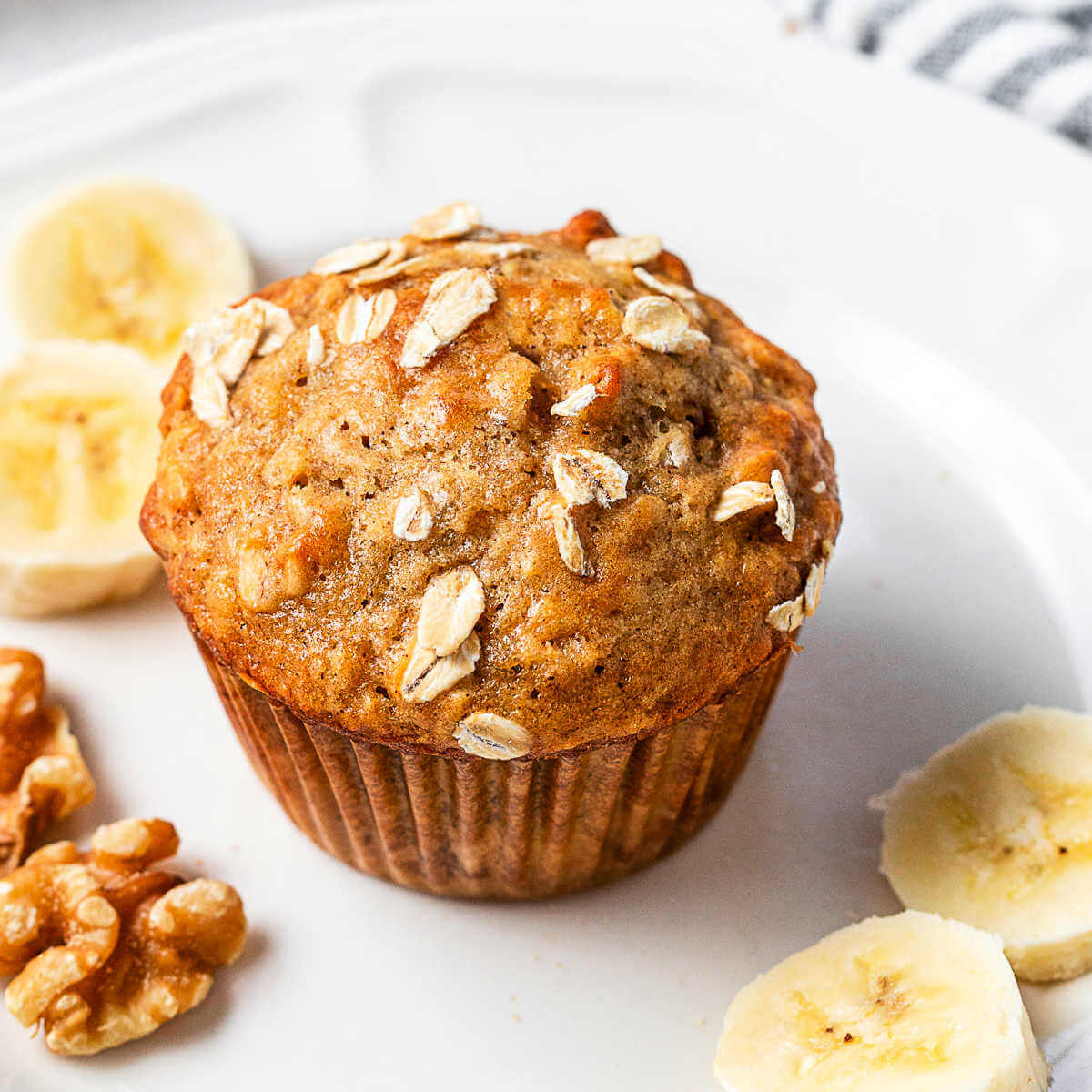 4 Ingredient Banana Muffins with Oats & Yogurt