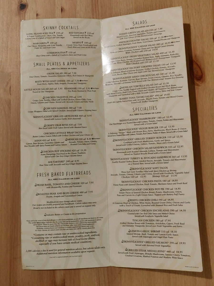Cheesecake Factory Calories: SkinnyLicious Menu Guide