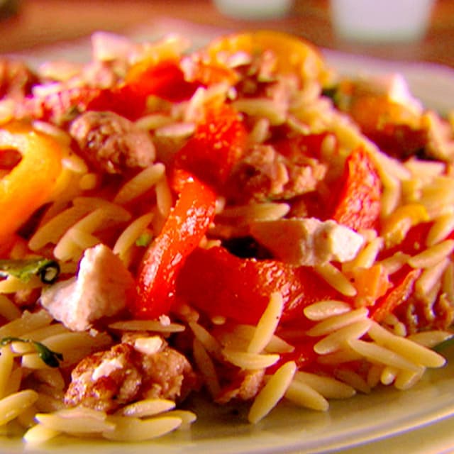 Orzo with Sausage, Peppers and Tomatoes Recipe