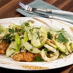 Crispy Almond Chicken with Apple-Fennel Salad Recipe