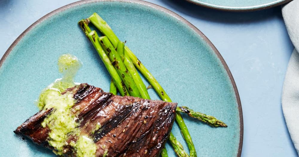 15-Minute Grilled Skirt Steak with Pesto Butter Recipe