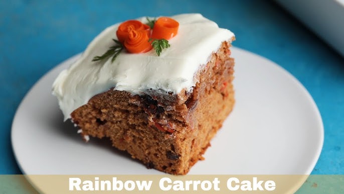 Carrot Cake with Cream Cheese Frosting and Candied Rainbow Carrot