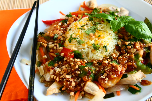 Chicken Satay Stir-Fry with Orange Scented Jasmine Rice Recipe