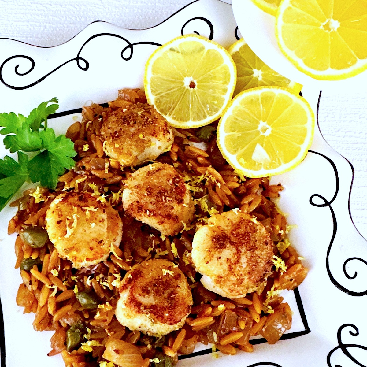 Lemon Orzo with Scallops Recipe