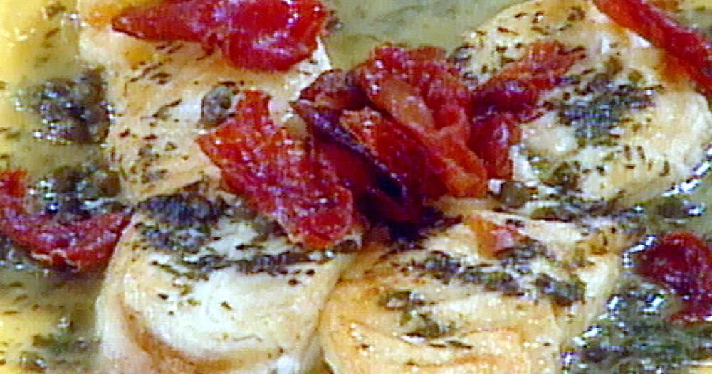 Pan-Roasted Halibut with Prosciutto, Lemon, White Wine, and Capers