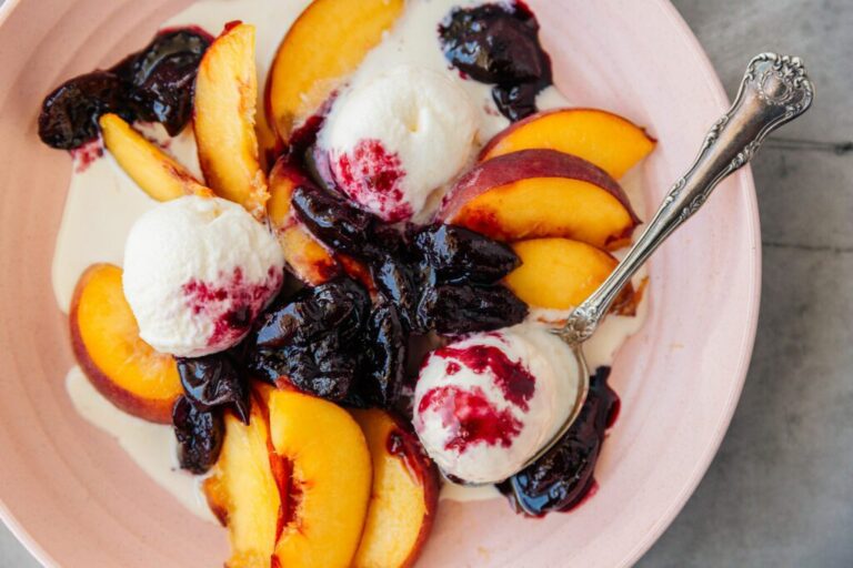 Peaches with Balsamic Cherries Recipe