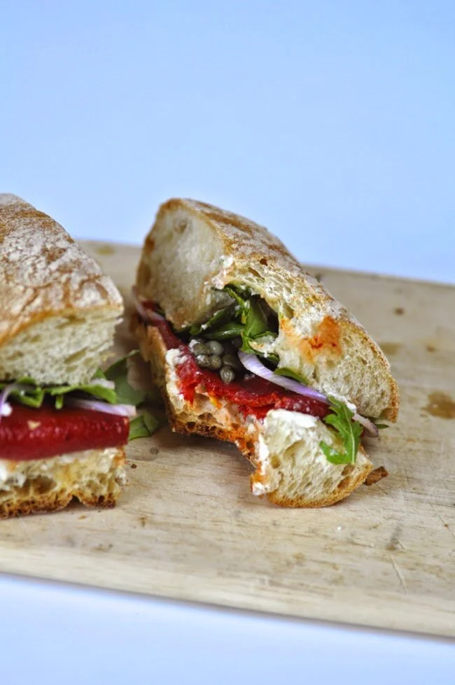 Roasted Pepper and Goat Cheese Sandwiches Recipe