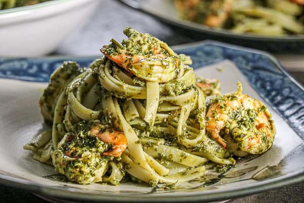 Shrimp with Roasted Garlic Pesto Pasta Recipe