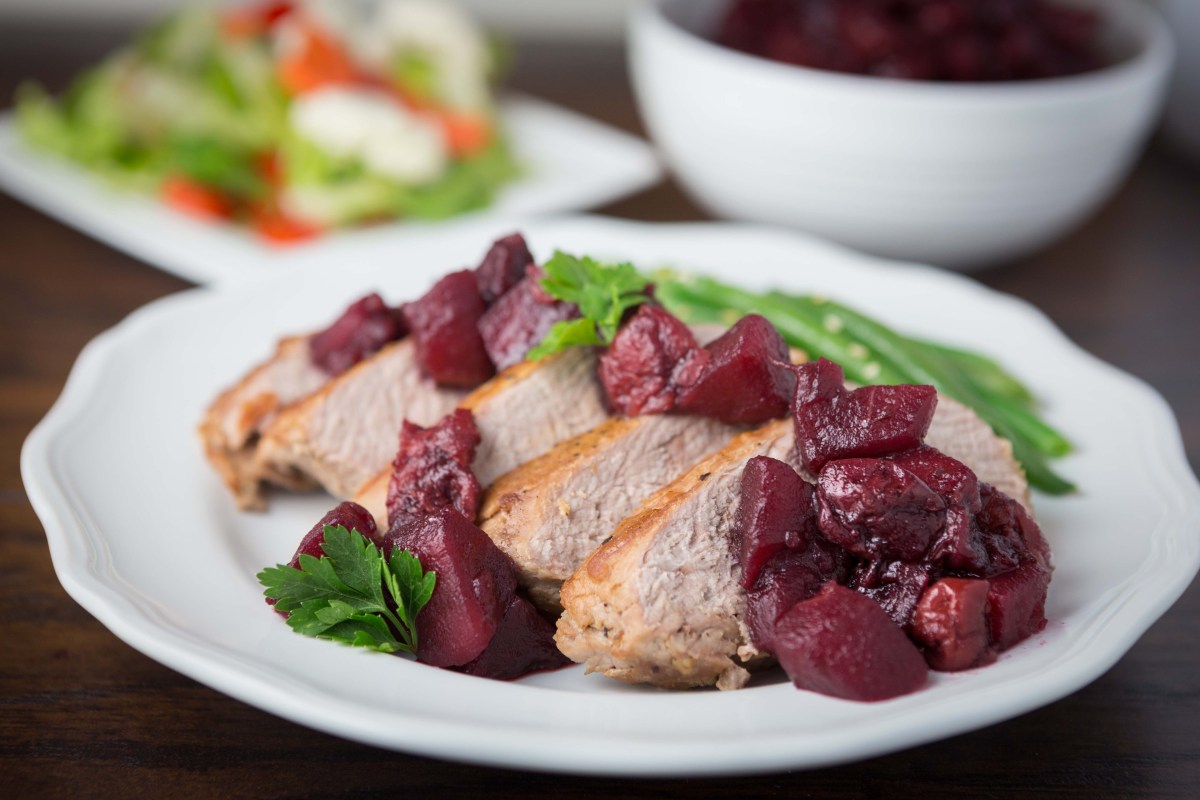 Sunny's Easy Roasted Pork Loin with Jalapeño Apple Chutney and Cherry Relish Recipe