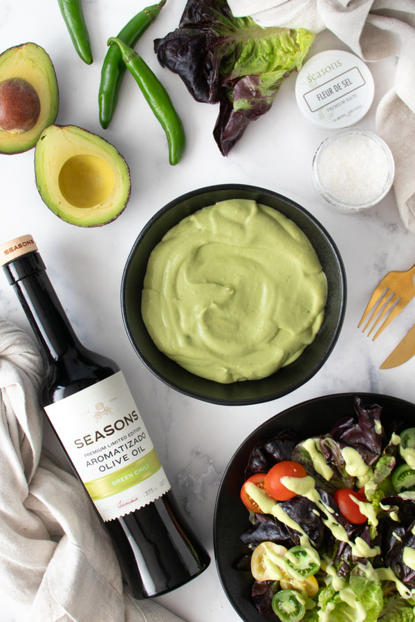 Avocado and Spicy Greens with a Pistachio Oil Vinaigrette Recipe