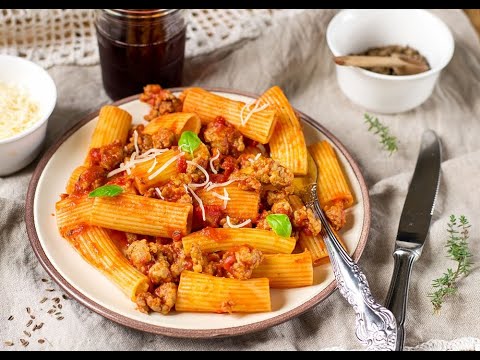 Beef Meatballs and Sauce with Rigatoni Recipe