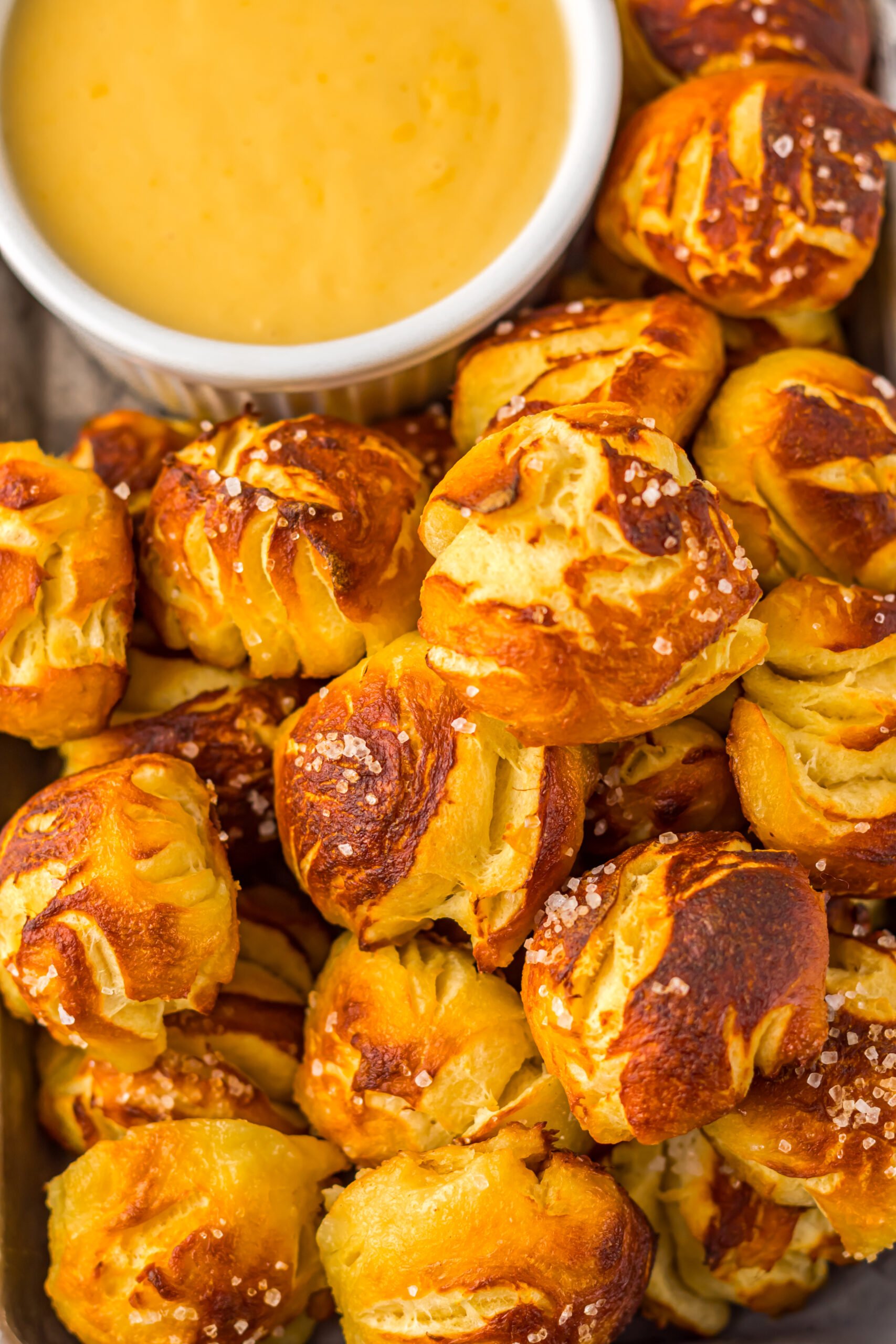 Biscuit Pretzel Bites with Hot Dogs and Nacho Cheese Dipping Sauce Recipe