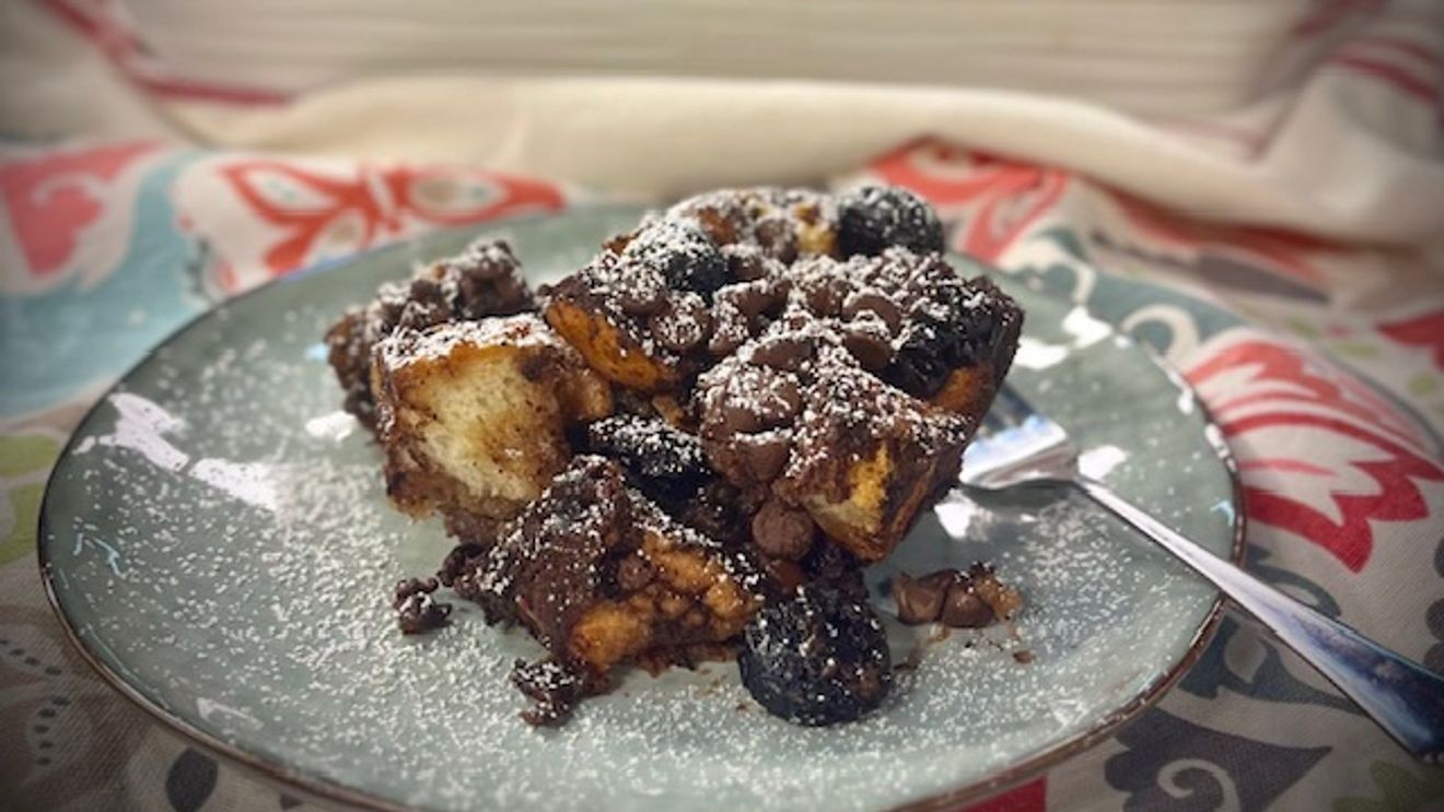 Chocolate Cherry Bread Pudding Recipe