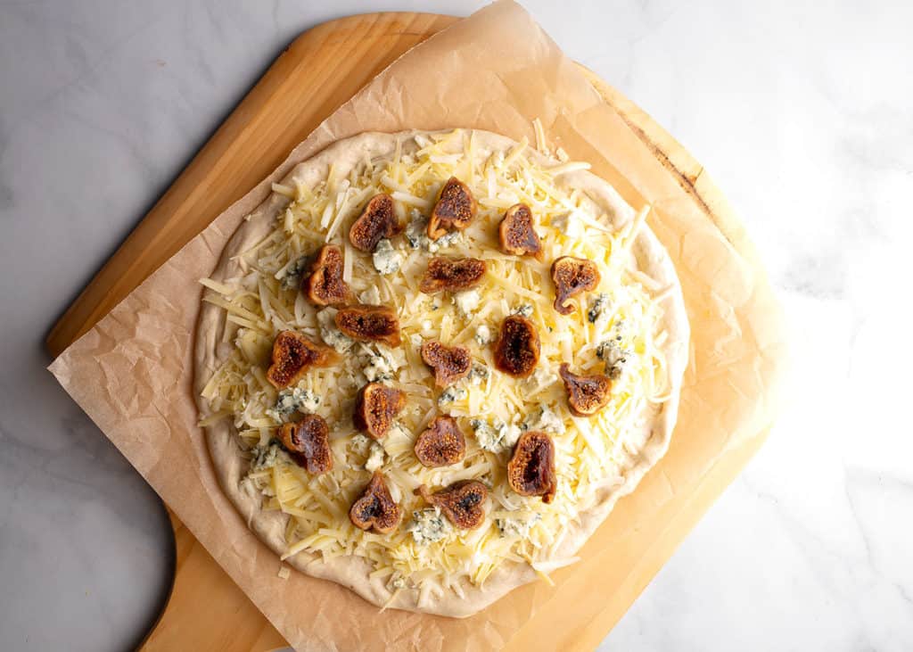 Gourmet Four Cheese Pizza Featuring Fresh Figs and Prosciutto