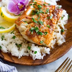 Grilled Mahi-Mahi with Lemon Butter Caper Sauce and Orzo Salad