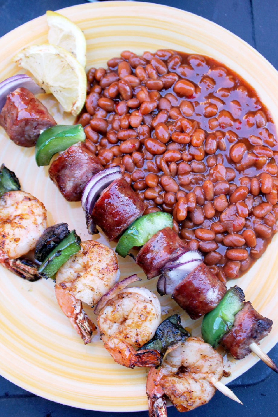 Grilled Shrimp and Andouille Sausage with Hot Ravigote Sauce Recipe