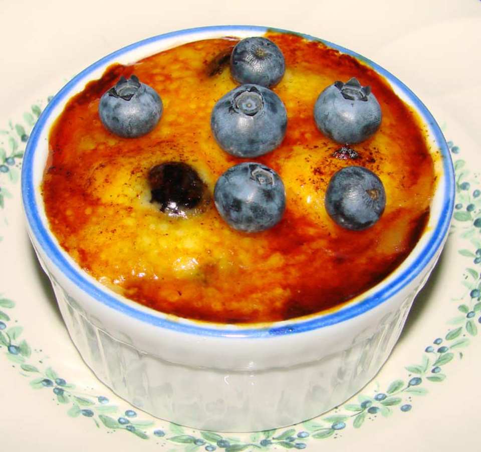Lemon Pudding Brulee with Blueberries Recipe