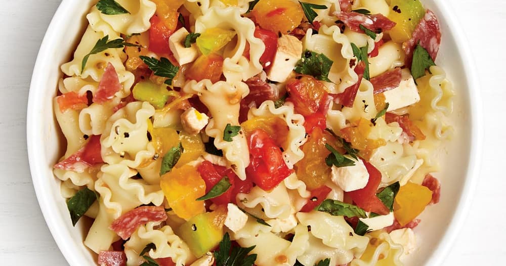 Pasta With Tomatoes, Salami, and Smoked Mozzarella