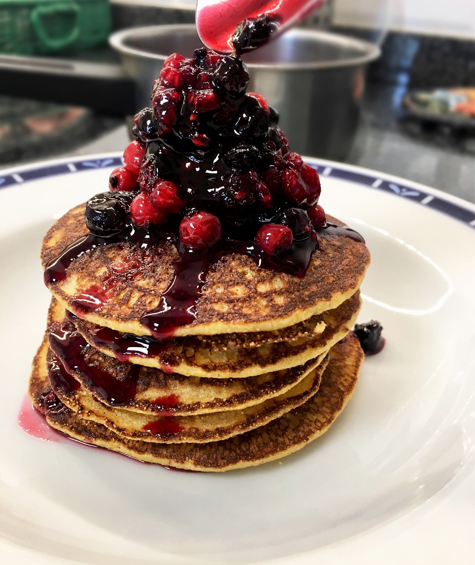 Polenta Pancakes with Warm Berry Sauce Recipe