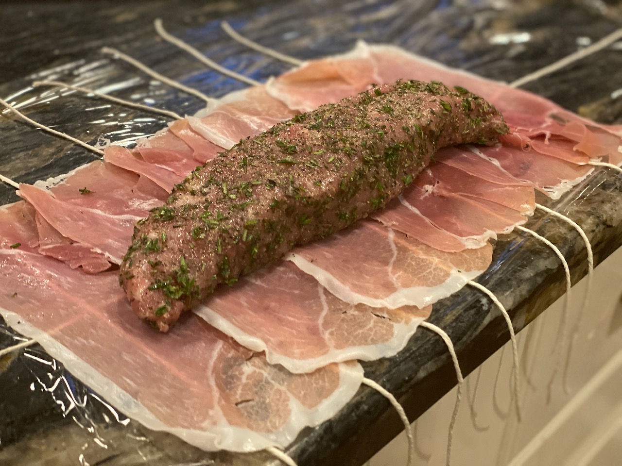 Prosciutto-Wrapped Pork Tenderloin, Peach Chutney and Asparagus Recipe