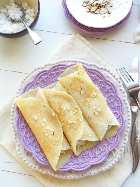 Rice and Coconut Crêpes with Mango Cardamom Stuffing Recipe