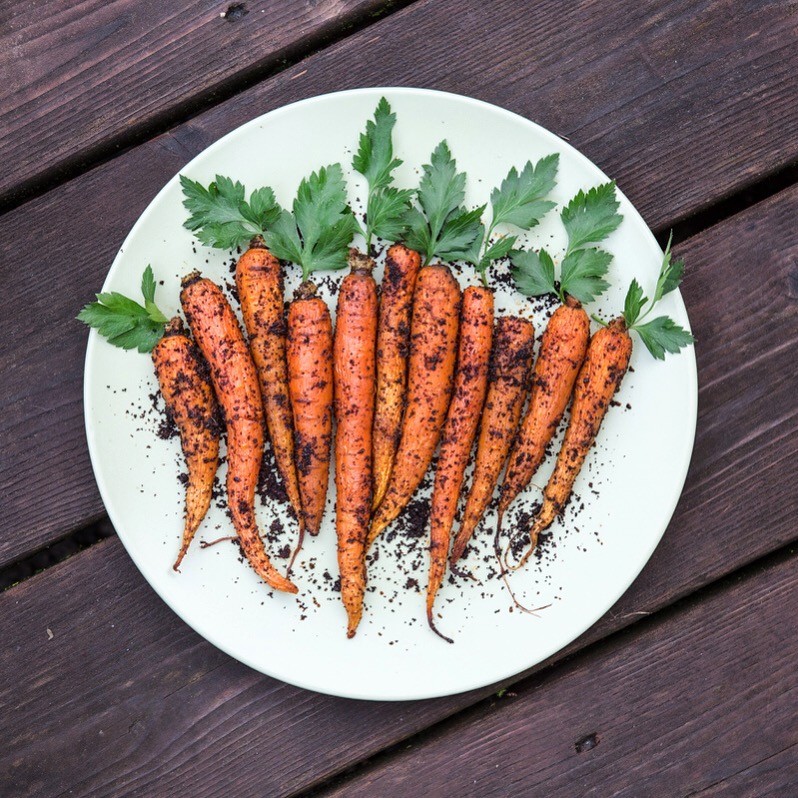 Smoked Carrots with Coffee Mole Dirt Recipe