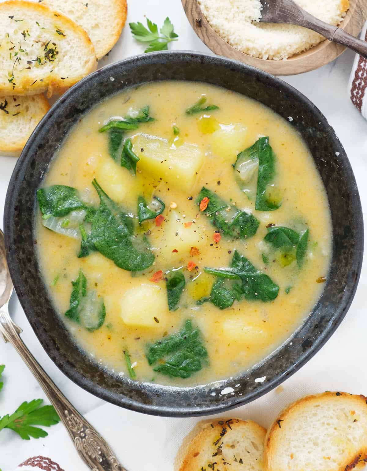 Spinach, Pea, and Potato Soup Recipe