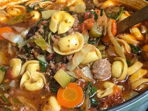 Vegetable Soup with Meat Tortellini Recipe